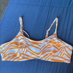 SHEIN Orange and White Zebra Print Bikini Top